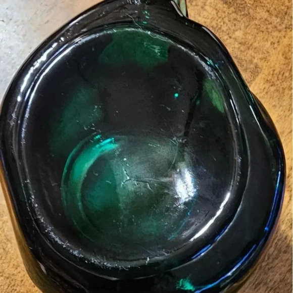 Vintage Indiana Glass Emerald Green Sleeping Cat Votive Tea Light Holder - Picture 6 of 8